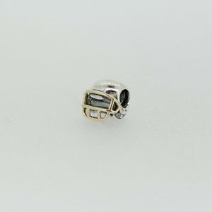 Pandora Retired Sterling Silver 14K Gold Football Helmet Sports Bead - 790570